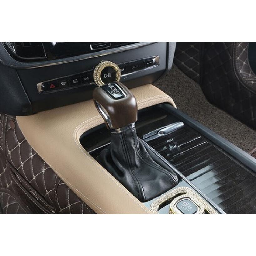 For Volvo S60 -23 Brown Wood Grain Central Console Gear Shift Knob Trim 1x