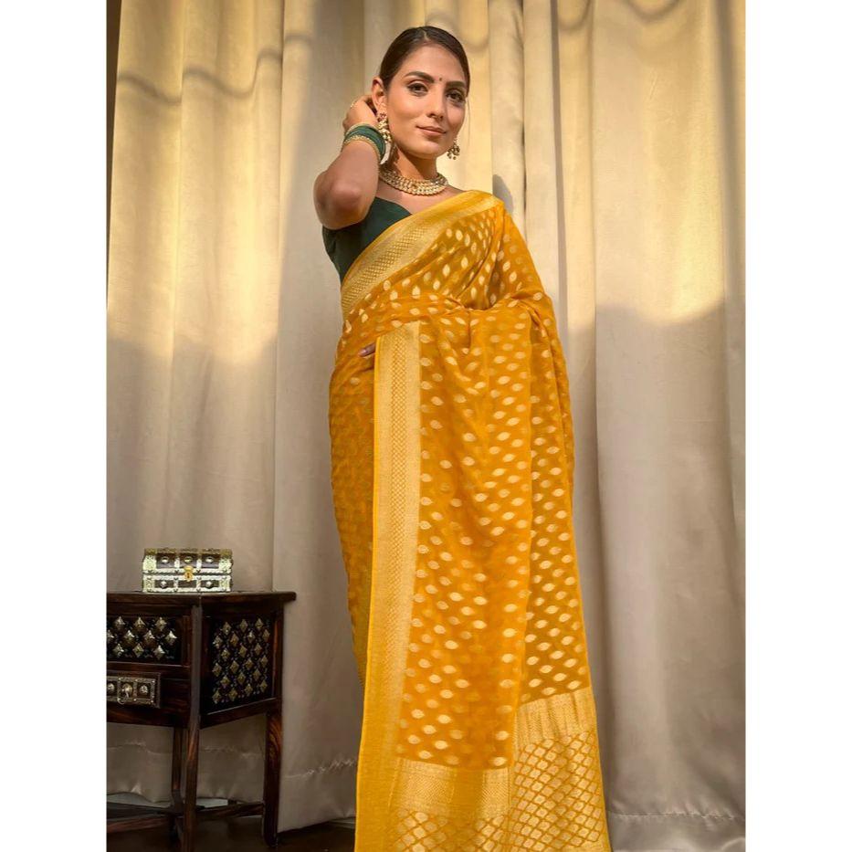 Stylish Unick Weeding Wear and Party Wear Saree for Women ,Blouse (Need To Be Stitched As Per Size And Fit)