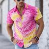 Men's Casual Streetwear Shirt Hippie Tie Dye Pattern 3D Print Turndown Collared Short Sleeve Button Up for Spring & Summer
