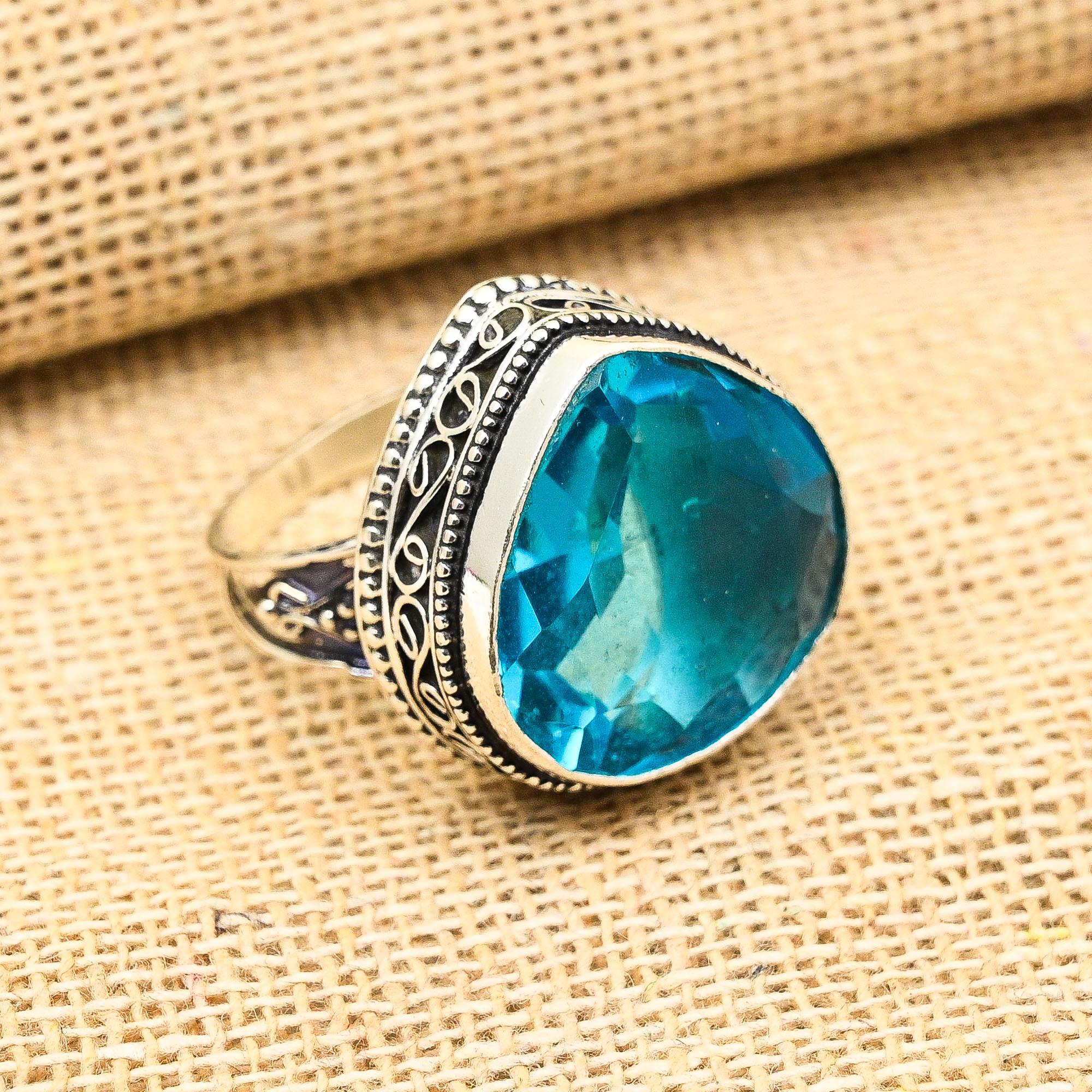 

Ювелирные изделия из стерлингового серебра 925 пробы с голубым топазом ручной работы ко Дню памяти 12 синий