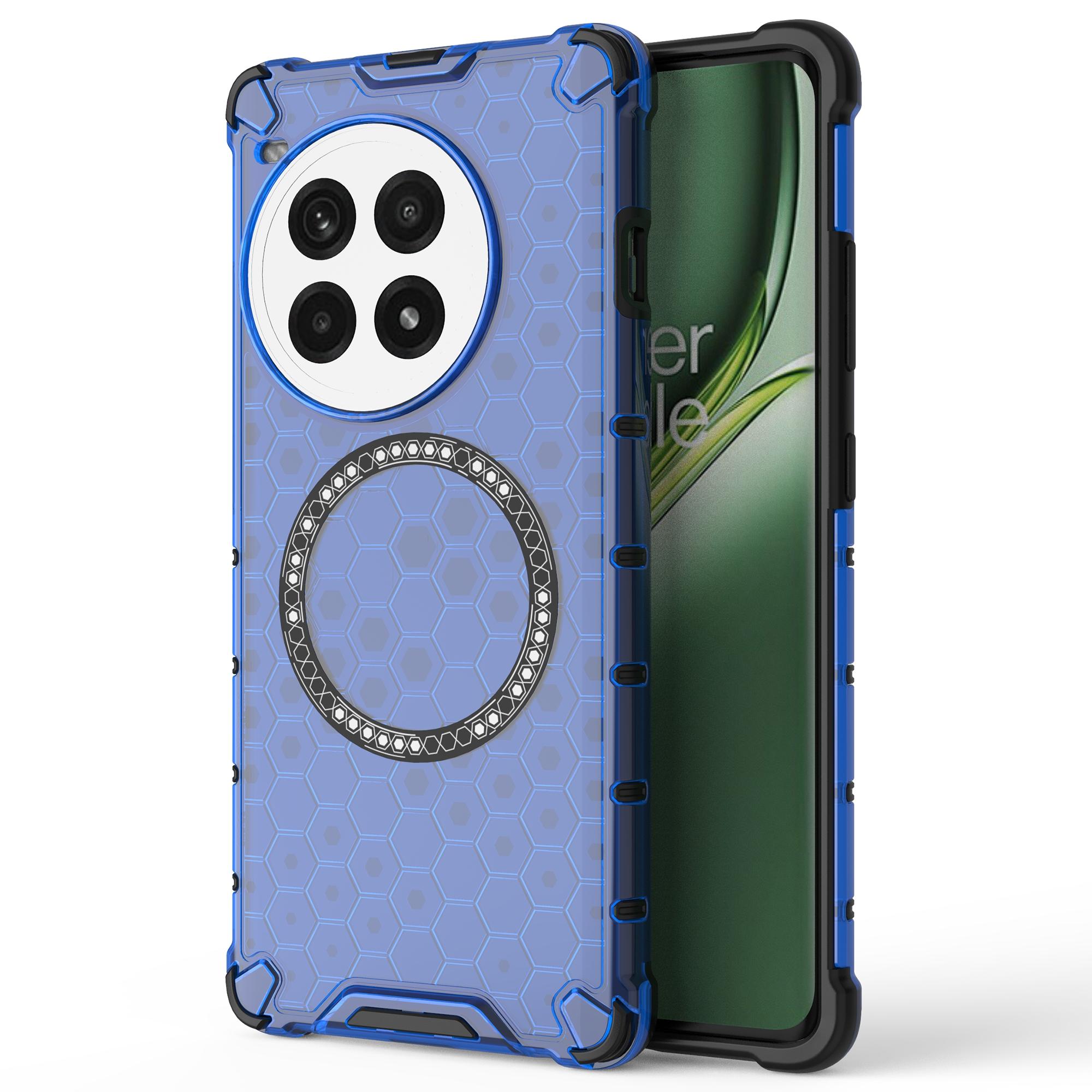 

For OnePlus Ace 3 Pro 5G Magnetic Case Honeycomb TPU+PC Anti-Drop Phone Cover Blue