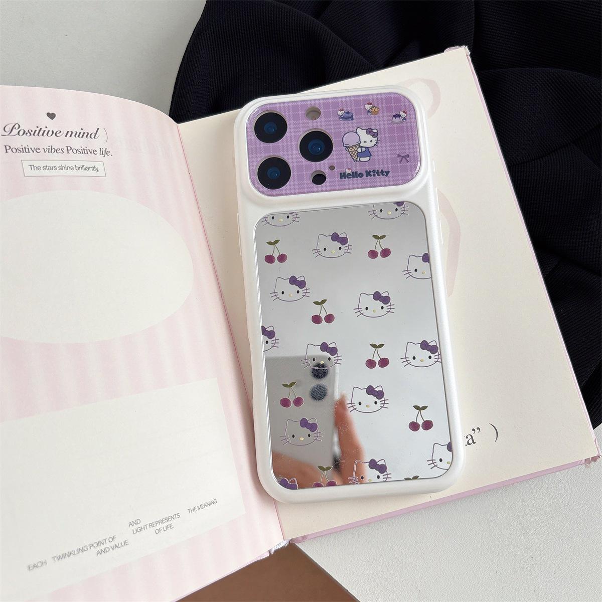

Cherry KT Cat Large Window Mirror iPhone 15/17/16 Pro Max Drop-Proof Case iPhone 15 Pro Max