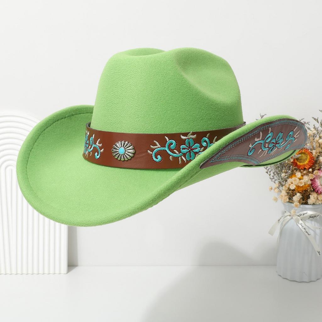 Bohemian-style Suede Western Cowboy Hat with a Rolled Brim, Ethnic-inspired Felt Hat for Men, Women, and Couples