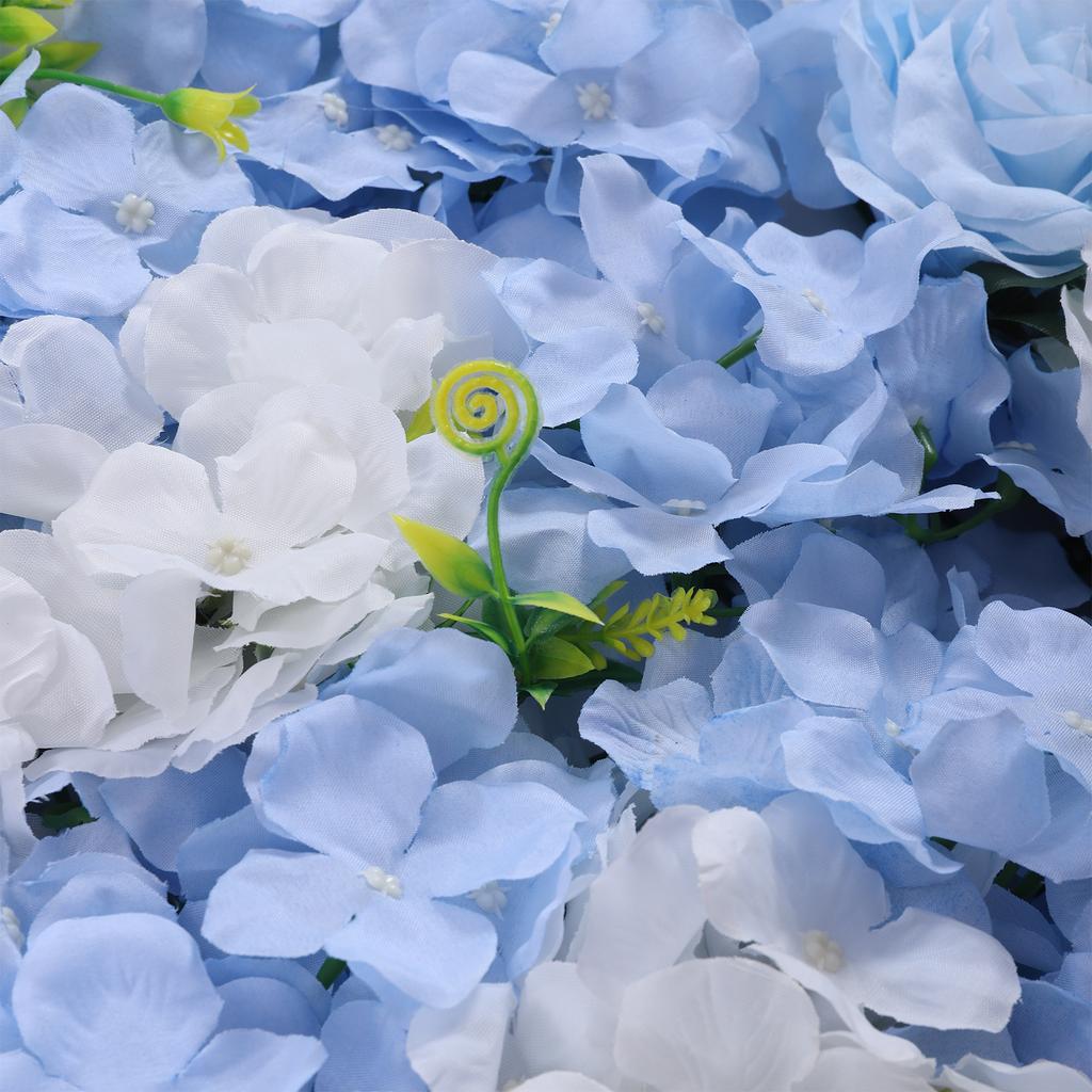 4 Pcs Blue White Artificial Flower Wall Panel Silk Hydrangea Rose Backdrop for Wedding Home Party Decor DIY Photo Background