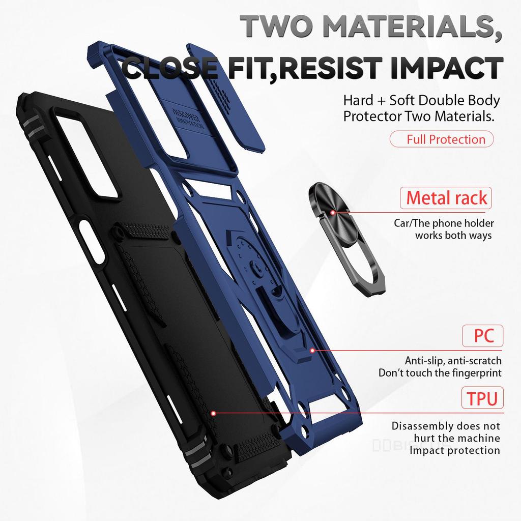 Case For OPPO A54S A16 A16S A54 A55 A74 4G A94 Reno 5 Lite Carcasa Military Grade 360 Full Body Armor with Camera Slide Cover