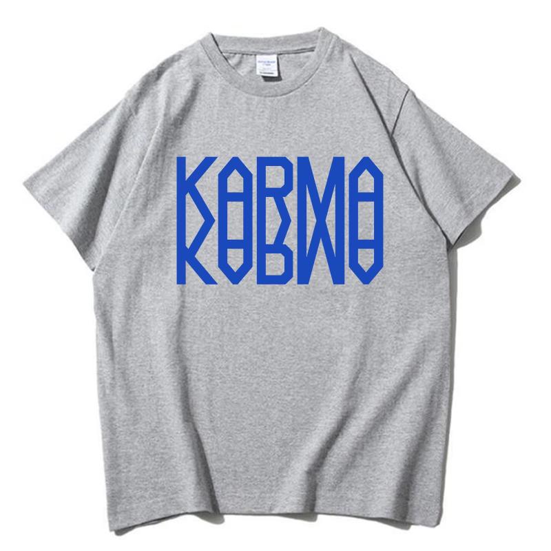 Vintage KPOP The 4th Album KARMA T-Shirt Men Women's Round Neck Cotton T Shirts SK Short Sleeve Tee Shirt Unique Clothes Tops