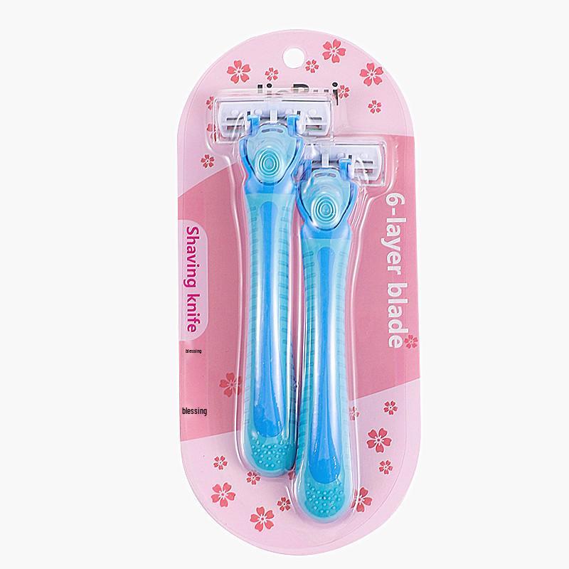 

В наличии: 6-слойные женские сменные лезвия для ручной бритвы для волос на ногах и подмышках, 2 штуки