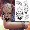 Owl Bird Temporary Tattoos For Women Fake Peony Flower Tattoo Sticker Black Body Art Drawing Tatto Diamond Crystal Jewelry Tatoo