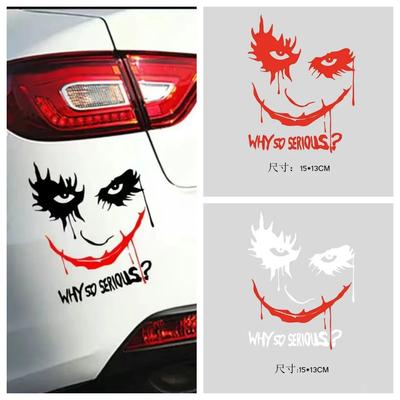 1 Stück Autoaufkleber WHY SO SERIOUS Motorradhelm Kreativer Aufkleber Halloween Englisch Auto Dekoration Aufkleber