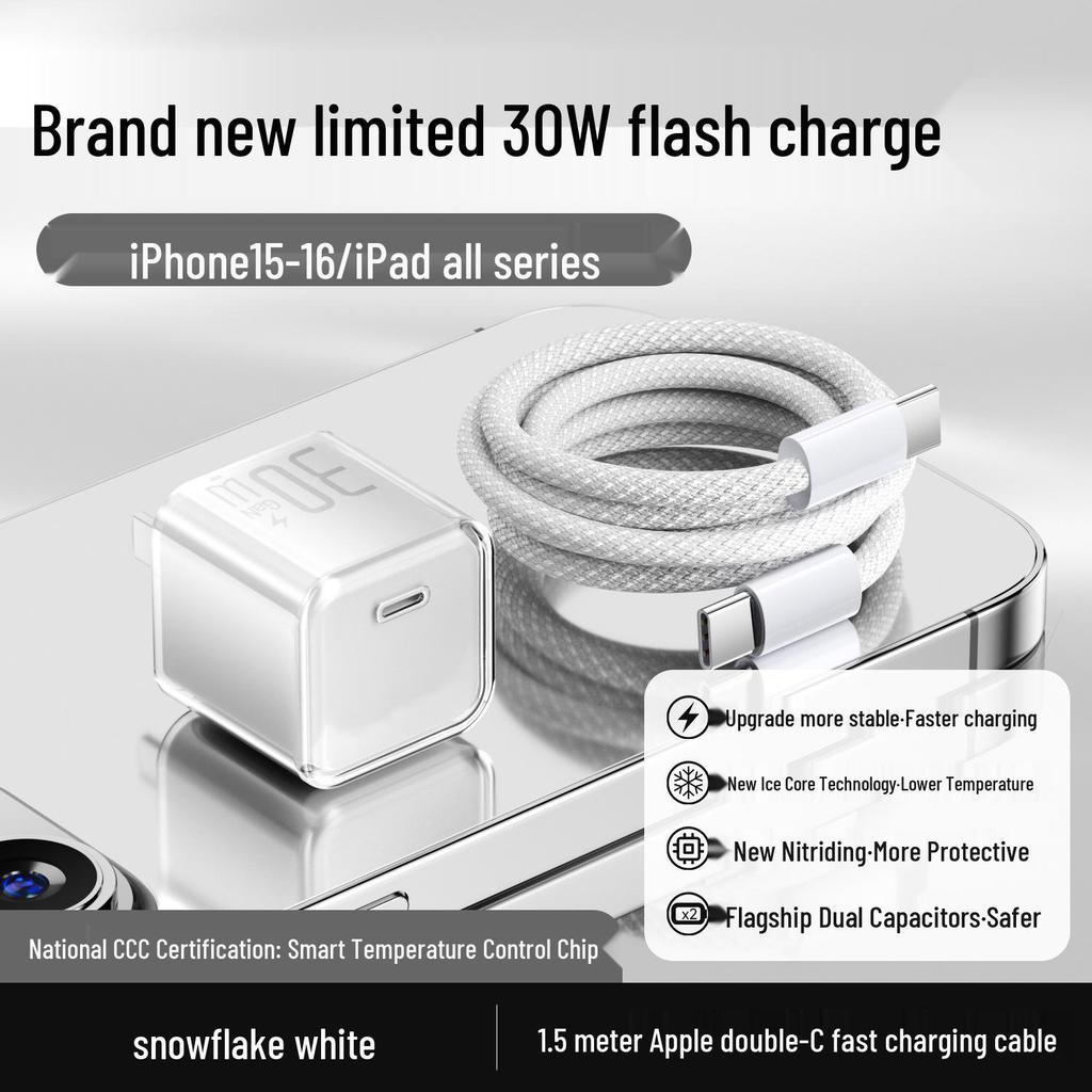 Compatible Gallium Nitride Charger for iPhone 12–15 Pro Max, 16, and 14 Plus PD Fast Charging