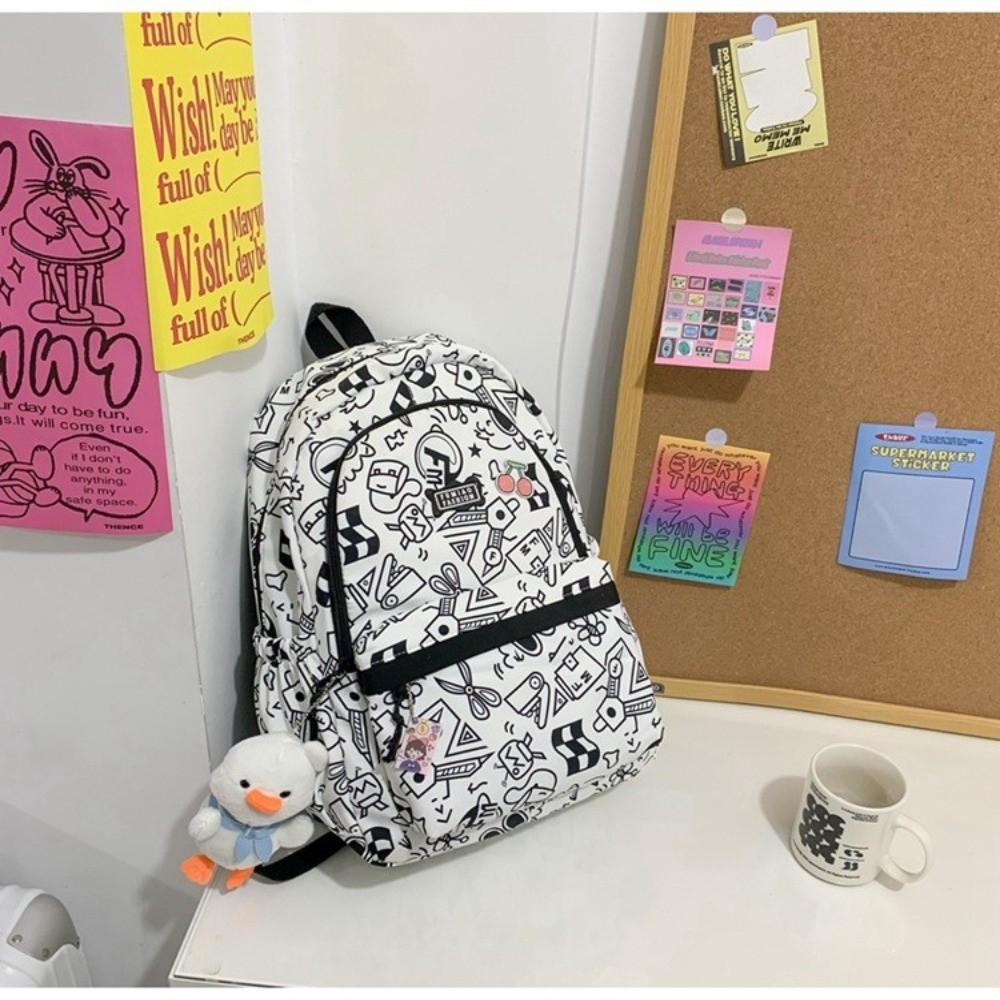 Doodle Students Backpack Graffiti Shoulder Bag Large Capacity School Bag  Travel