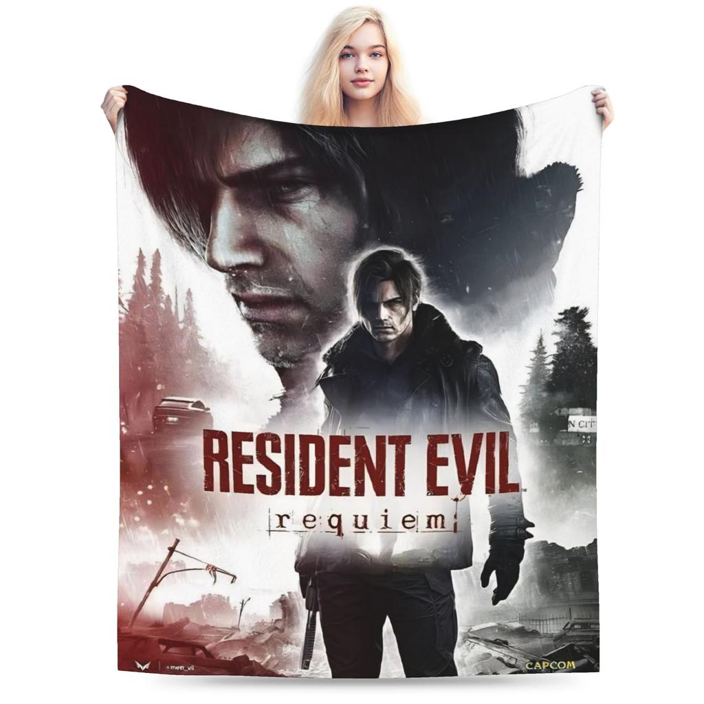 Residents Evils 9 Leon Keneddy Blanket Multi-size Warm Cozy Fluffy Games Throw Blankets for Couch Sofa and Bed