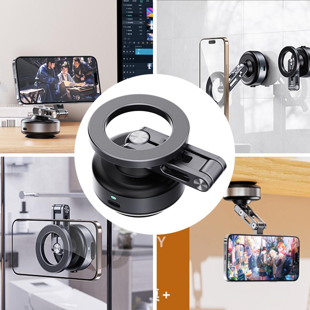For Magsafe Intelligent Car Mount Folding Magnetic Vacuum Adsorption Suction Cup Bracket Electric Vacuum Swivel Stand for iPhone