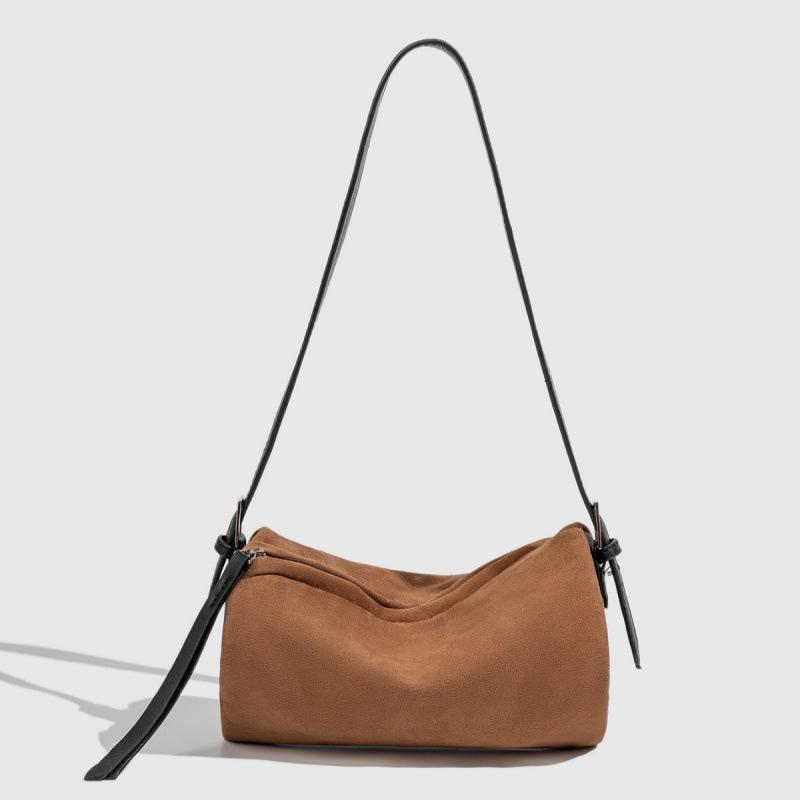 

2025 autumn and winter retro suede cylinder bag women s niche design small soft bag feeling suede matte pillow bag коричневый