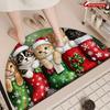 1Pcs Cute Christmas Cat Semi Circle Welcome Doormat Non-Slip for Outdoor Patio Porch Kitchen Bathroom Entryway Floor Mat