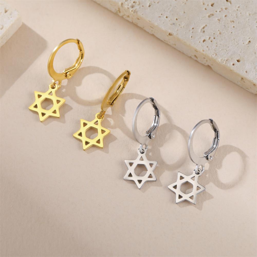 My Shape Davidstern Ohrringe Edelstahl Creolen Sechsspitziger Stern Ohrringe für Damen Herren Modeschmuck Geschenke Neu