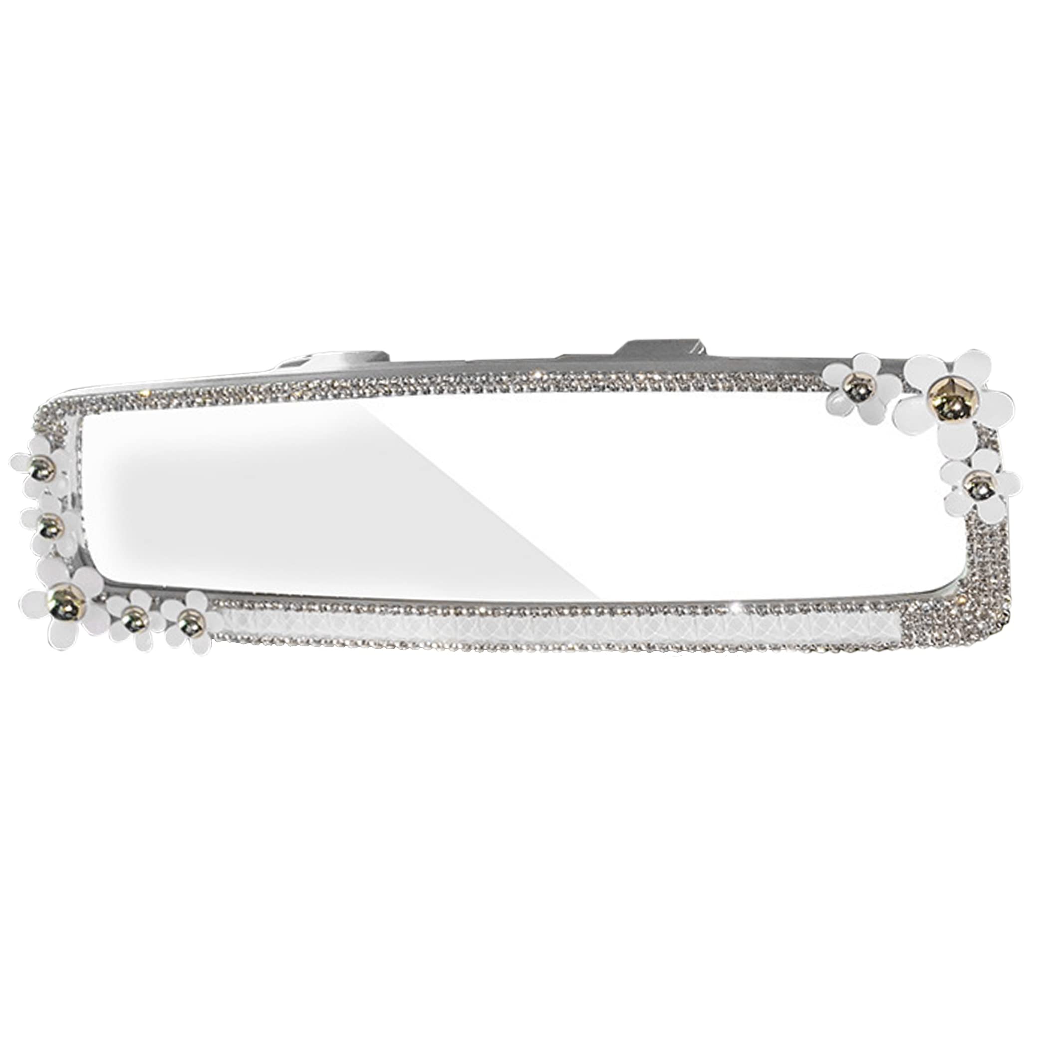 

HAMILO Rearview Mirror with Floral Motif and Sparkling Rhinestones for Car Dress-Up белый