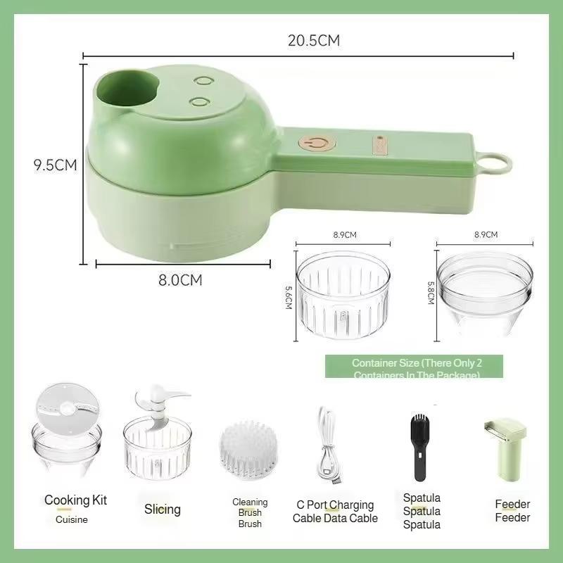 4 In 1 Vegetable Cutter Multifunctional Handheld Electric Wireless Chop Garlic Mash Minced Slice Onion Cutting Cooking Gadget