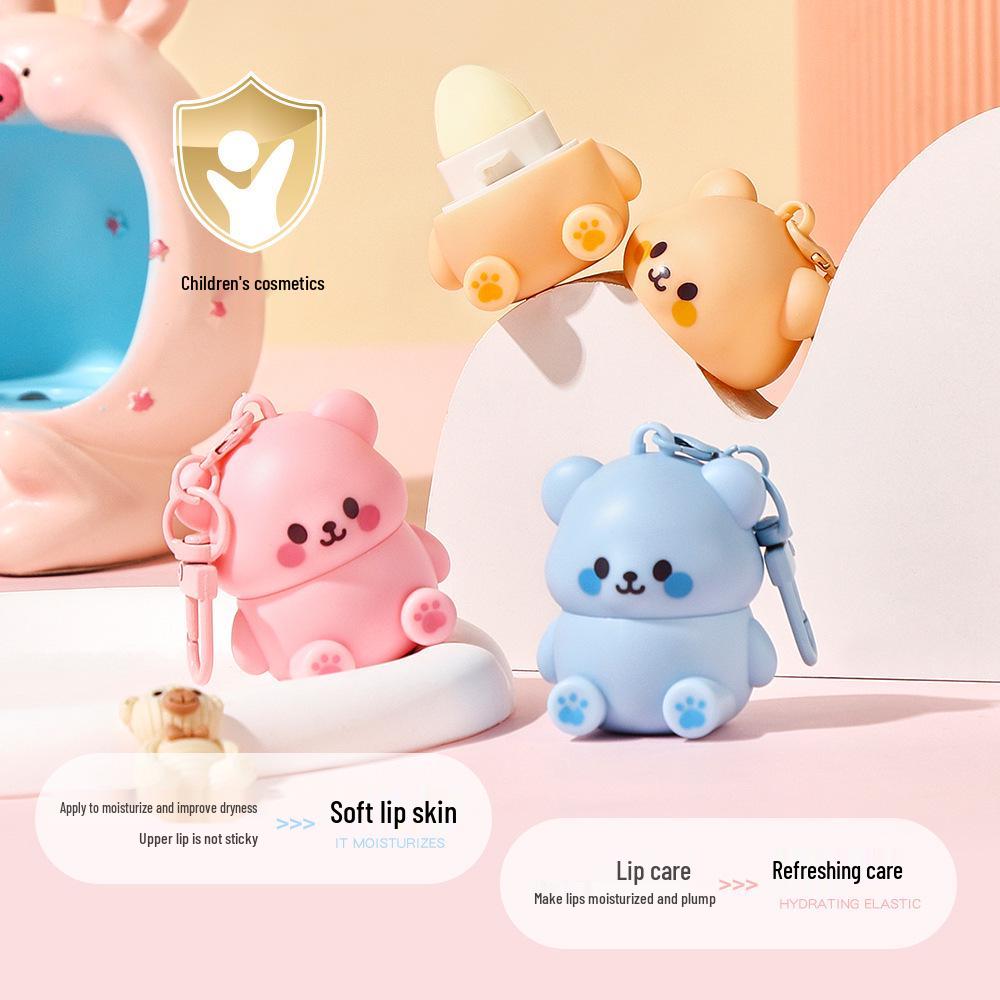 Jiao Zhi Wu Yu Cute Bear Lip Balm for Kids - Moisturizing & Hydrating Protection for Dry, Cracked Lips.