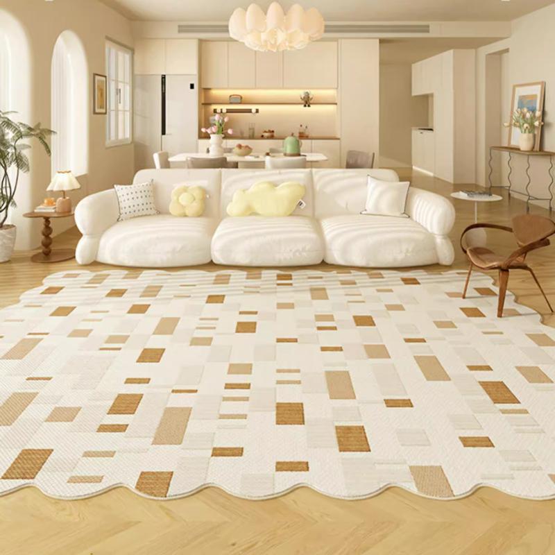 Irregular Shapes Carpets for Living Room Thick Anti-slip Lounge Mat Fluffy Soft Study Rug Cream Style Bedroom Decor Plush Carpet