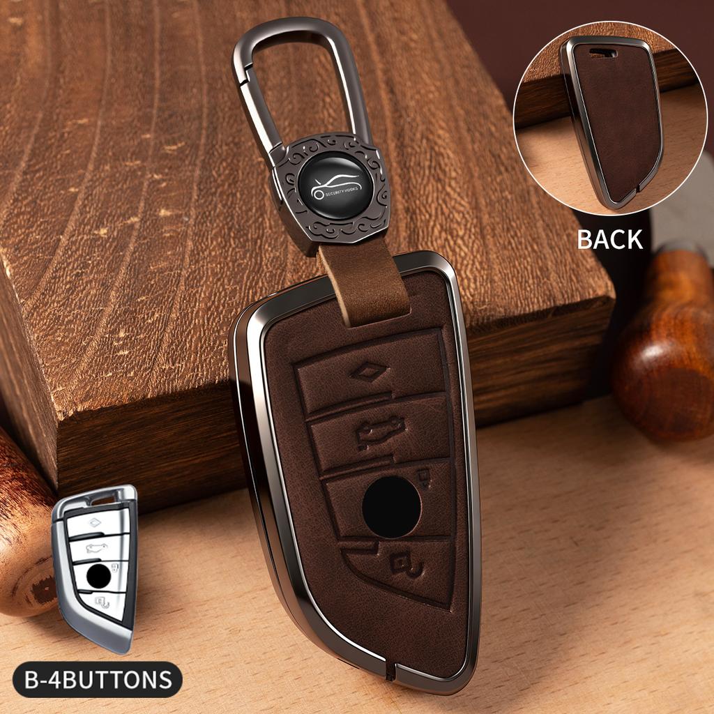 Car Accessories Zinc Alloy Leather Key Case Cover Chain for BMW X1 X3 X4 X5 F15 X6 F16 G30 7 Series G11 F48 F39 520 525 F30 118i
