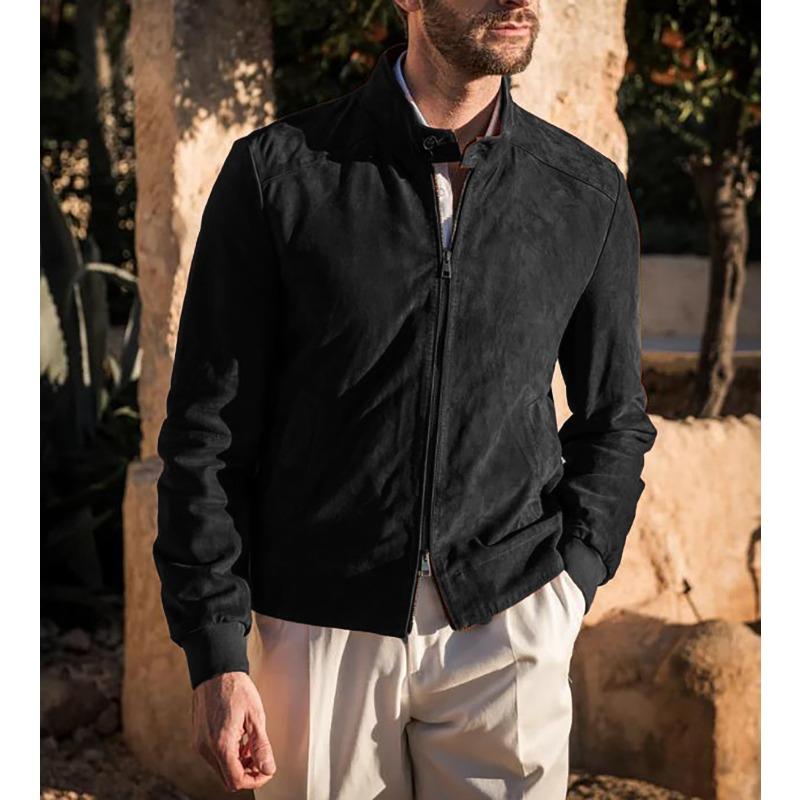 

Новая мужская повседневная модная замшевая однотонная куртка мужская ветровка S