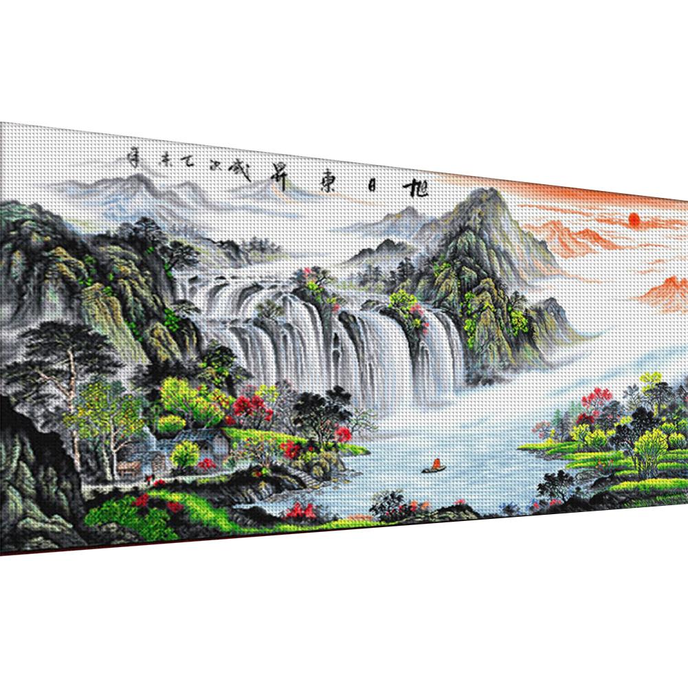 

#L Полная вышивка Эко-хлопок 11CT Печать Xu Ri Dong Sheng Вышивка крестом 180x90см