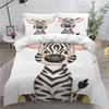 3D Printed Boutique Bedding Set Cartoon Animal 3-Piece Set for Children and Adults Full Size Soft 100% Microfiber Zipper