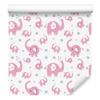 Elephants Wallpaper White, Powder Pink and Light Gray 50x1000