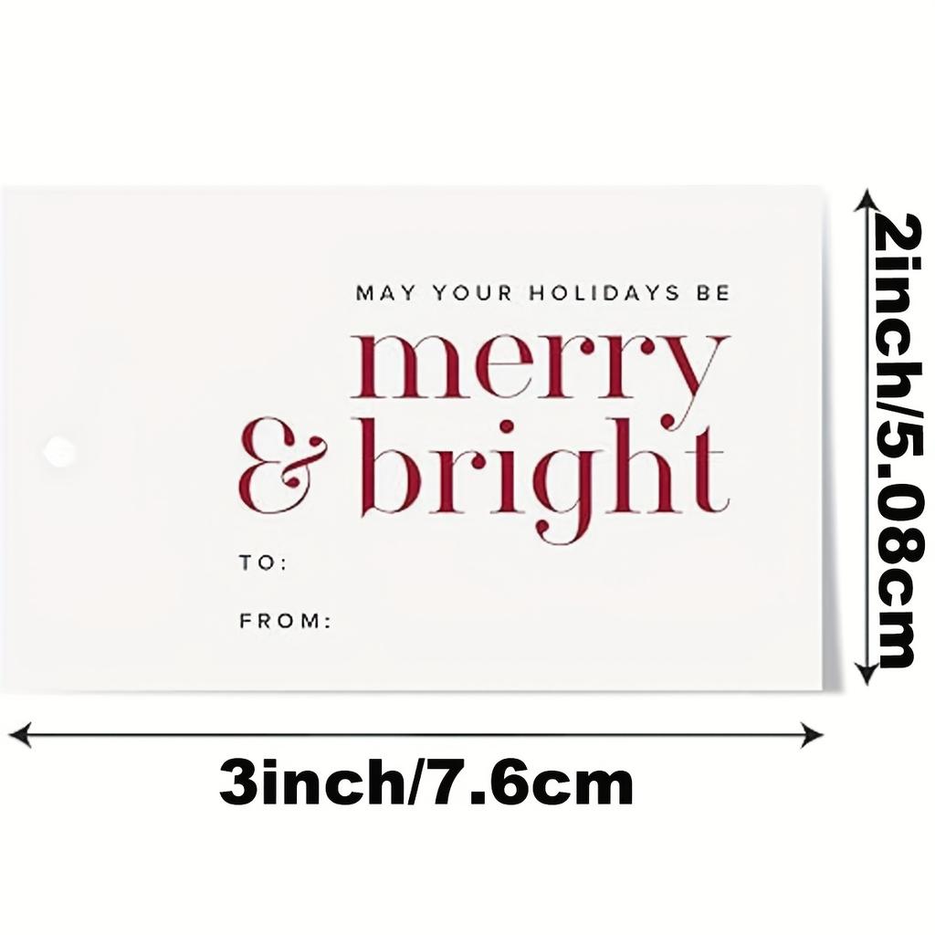 50-Pack Glossy Finish Rectangular Holiday Gift Tags, for Easy Hanging, Perfect for Christmas Presents, Events & Celebrations
