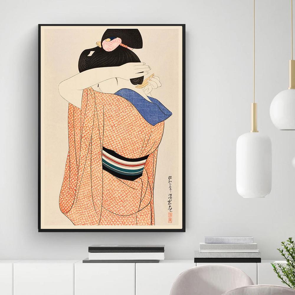 Japanese Geisha Poster Vintage Japanese Women Traditional Art Culture Ukiyo-e Style Pictures HD Print Canvas Painting Home Decor