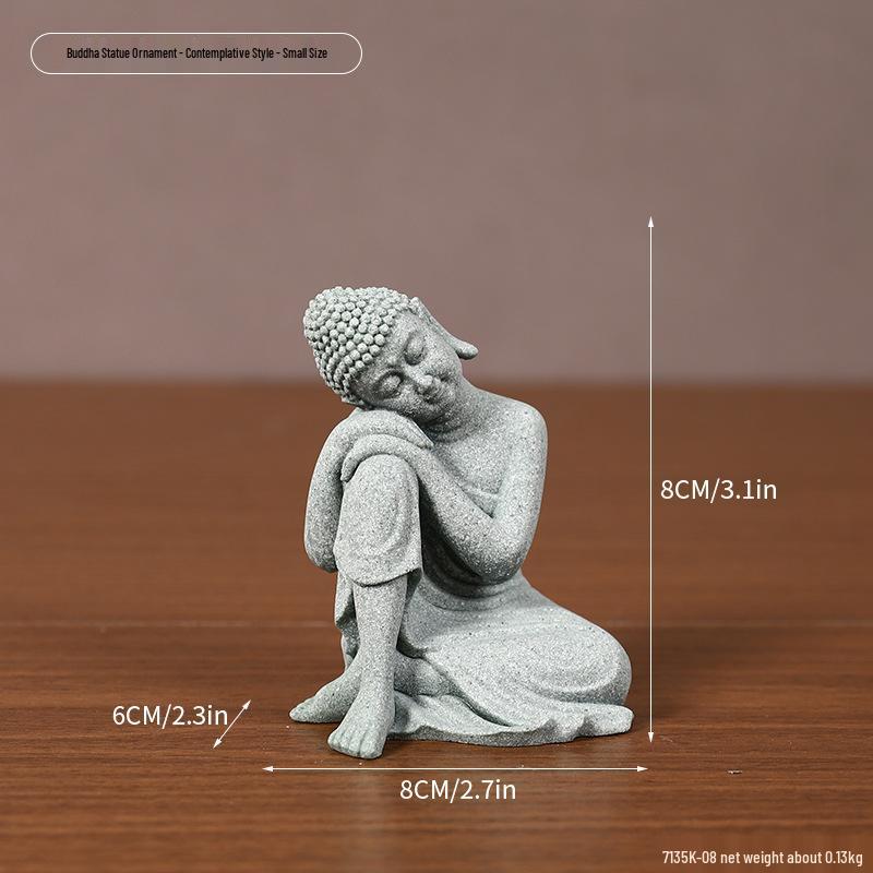 Green Sandstone Buddha Statue: Zen Decor for Home and Garden