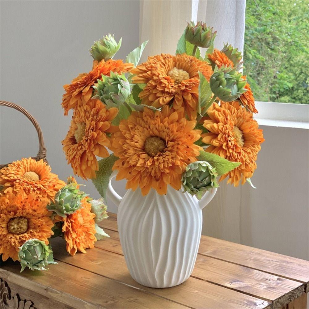Plastic Sunflower Bouquet Artificial Silk Faux Flower Artificial Flower Bouquet Plastic Flower Fake Flower Party Arrangements