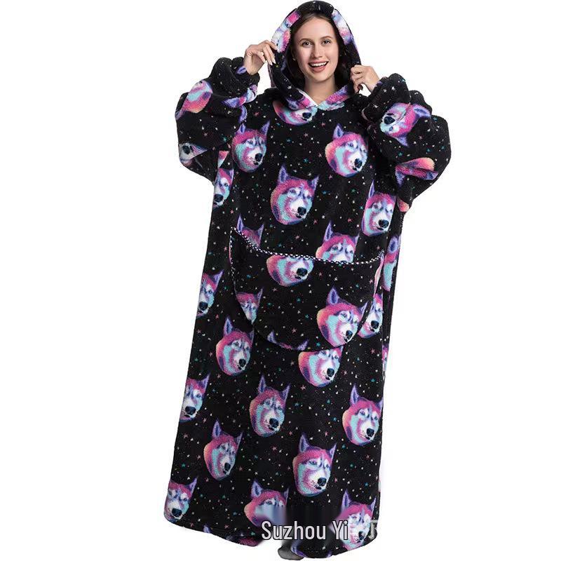 2023 Hooded Oversized Flannel Blanket Clothing for Men & Women – Extended Length for Warmth