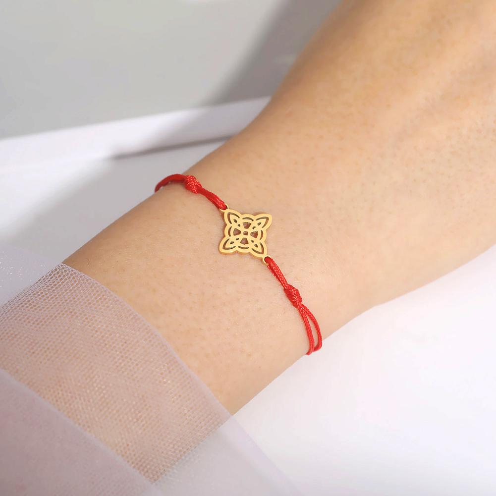 Lucktune Witch Knot Cord Bracelet Stainless Steel Celticss Knot Witch Amulet Charms Bracelet for Women Men Vintage Jewelry Gift