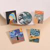 Creative Retro Oil Painting Cat Waves Brooch Charming Alloy Pin For Men And Women