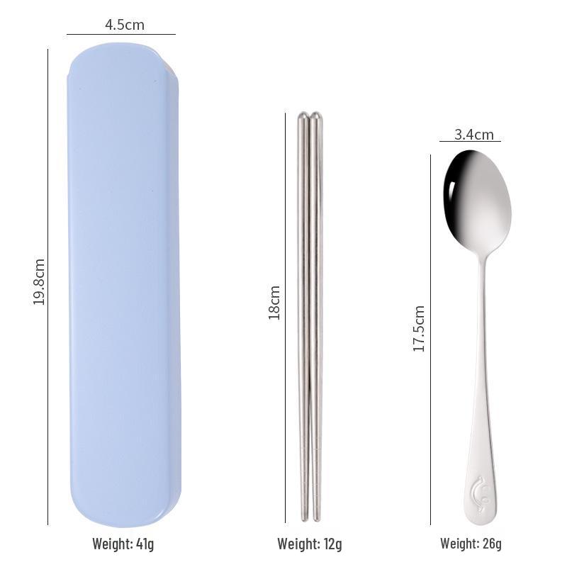Portable Stainless Steel Cutlery Set: Fork, Spoon & Chopsticks - Ideal for Students & Outdoor Use