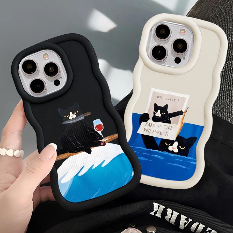 Case for iPhone 15 Plus 8 17 Air XR 12 16 Pro Max 14 13 11 Soft Phone Cover Cartoon Cat