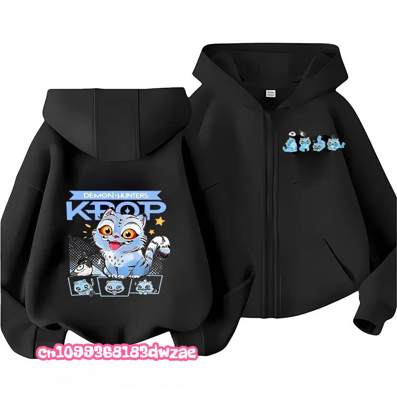 KPop Demon Hunters Zipper Hoodie Cartoon Girls Coat Fashion Thin Clothes Purple Autumn Hoodie Jacket Kids Anime Sweatshirt Gift