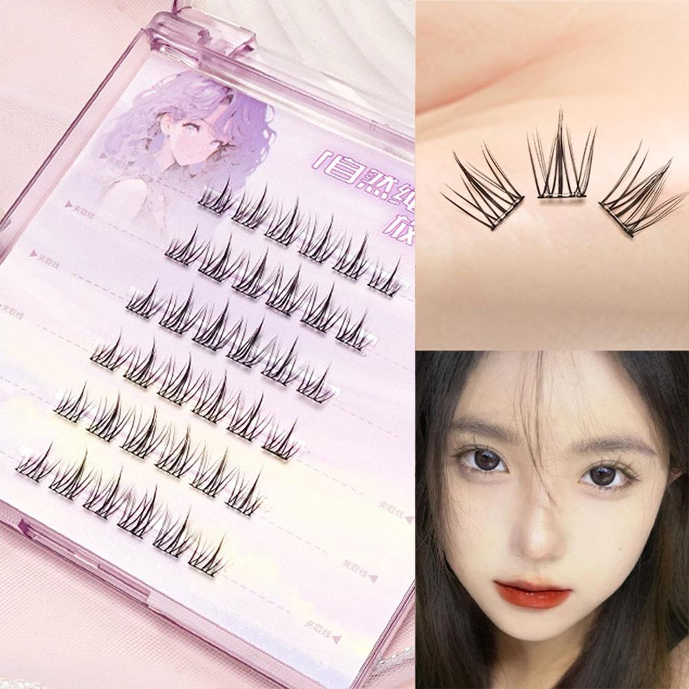Glue Free Manga Lashes With Jelly Glue Strips 3D False Eyelashes Cat Elf Eyelashes  Party Supplies