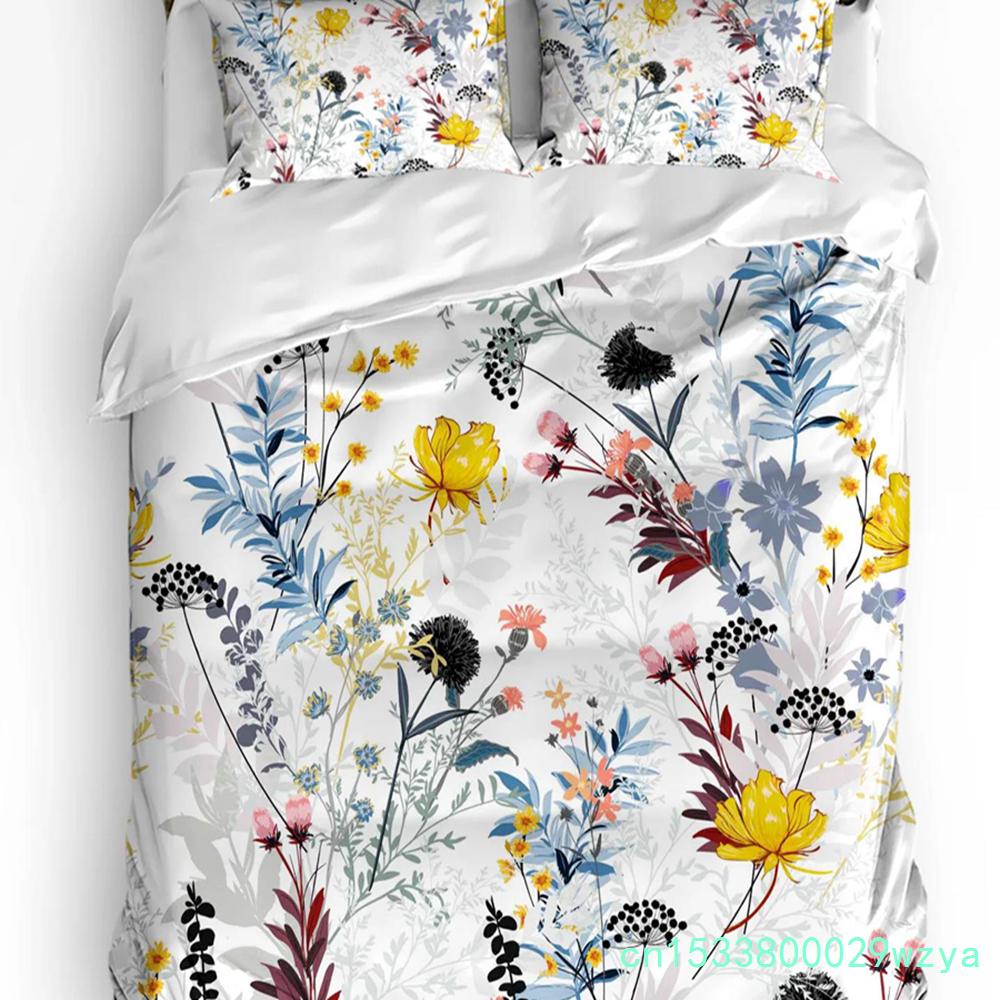 Dandelion Flowers Black Duvet Cover Bed Bedding Set For Double Home Textile Quilt Cover Pillowcases Bedroom Bedding Set No Sheet