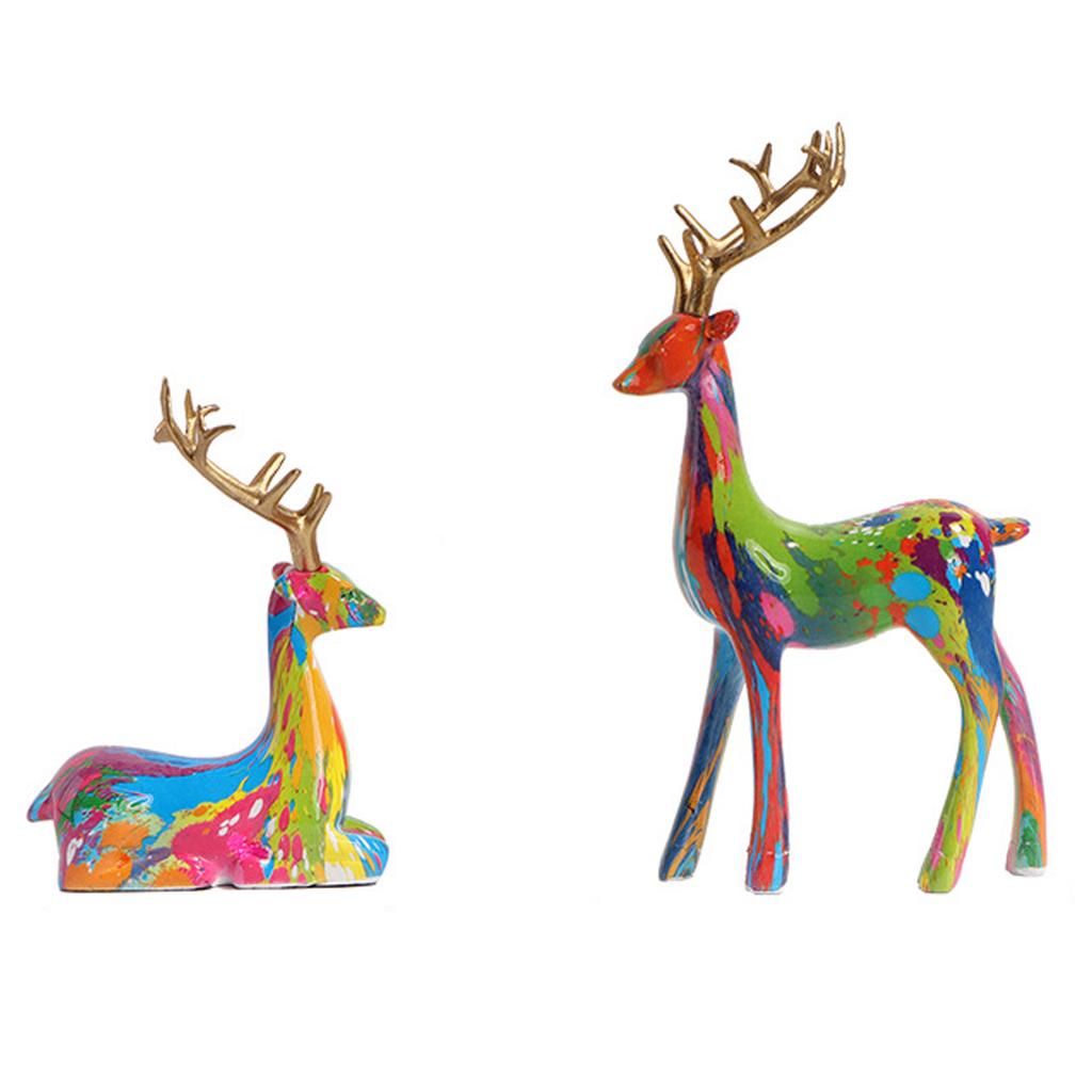 Resin Couples Elk Desktop Decor Gold Reindeer Animal Office Decoration Indoor Home Room Ornaments Table Craft Home Decoration
