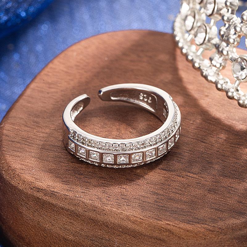 925 Sterling Silver Jewelry AAA+ Crystal Line Drill Finger Rings for Women Wedding Party Jewelry for Girls Friend Gift