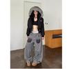 Vintage High Street Wide-Leg Jeans - Retro Washed, Letter Print, Loose Fit for Teens