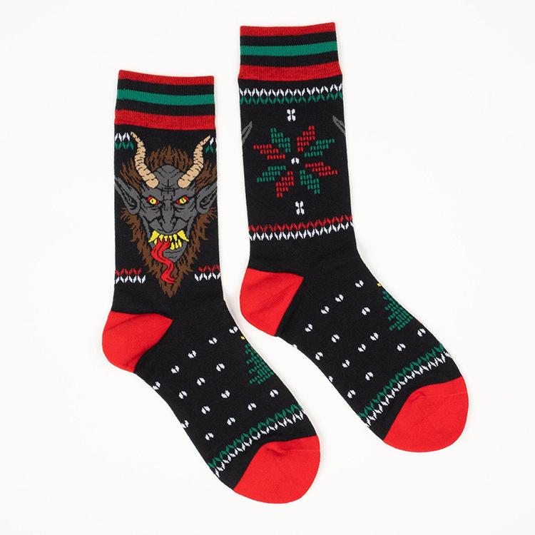 Gothic Dark Retro Jacquard Skateboard Mid-Tube Cotton Socks - Spring/Summer Trendy Unisex Style