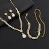 Elegant Necklace Earring Set Luxury Rhinestone Bracelet Vintage Bridal Jewelry Set  Wedding