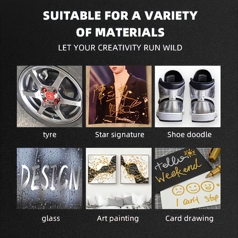 4pcs Set of Golden and Silvery Permanent Markers- Waterproof, Suitable for DIY Crafts, Resin Art, and Office Supplies, Model Building Painting Tools