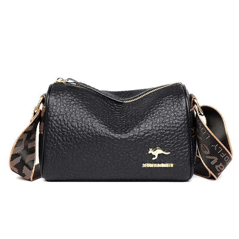 Luxury Cylinder Shoulder Bag Fashion Crocodile Pattern Genuine Leather Women Handbags Large Capacity Crossbody Bags