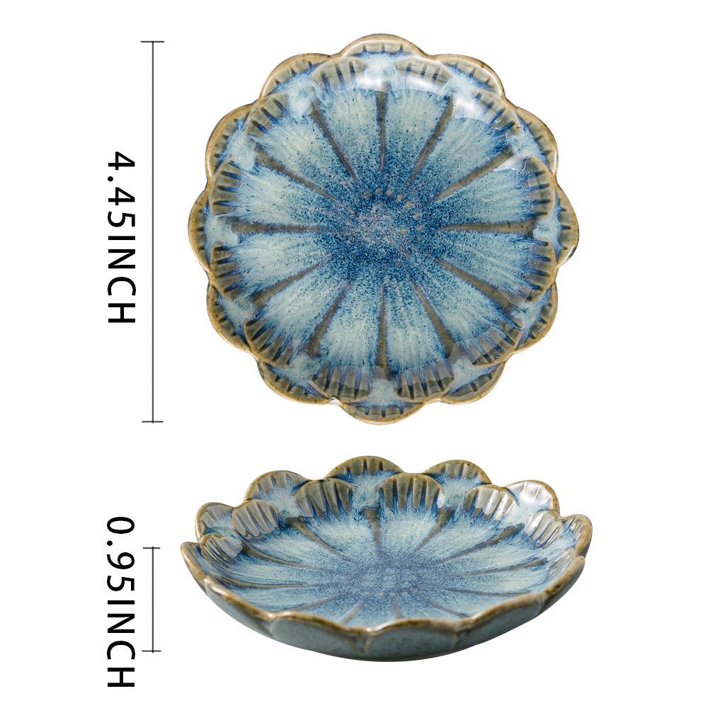 Nordic Ceramic Lotus Flower Jewelry & Snack Tray - Blue/Pink Storage Dish