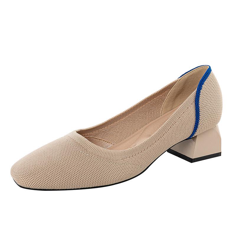 1509 Classic Low-Cut Chunky Heel Square Toe Women's Versatile Casual Shoes